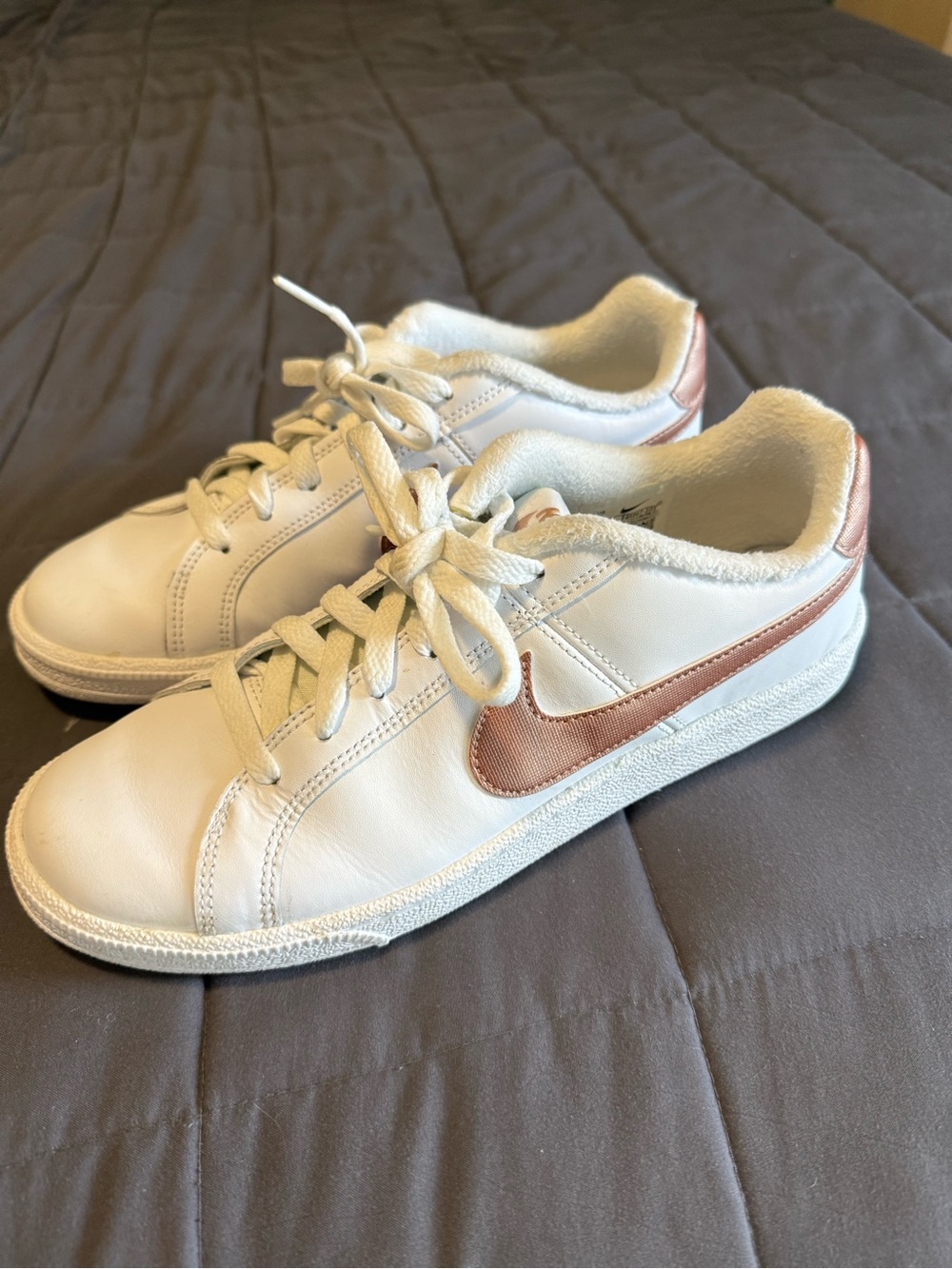 Nike Rare White Sneakers with Rose Metallic Swoosh